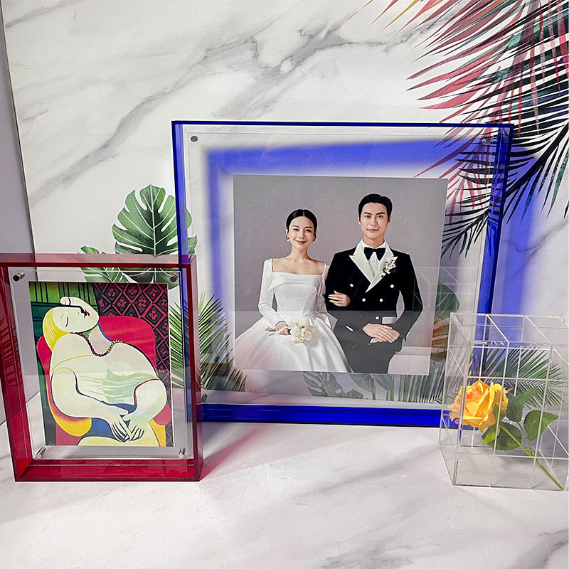 Acrylic transparent colorful edge floating photo frame table transparent poster photo frame painting ins picture frame frame