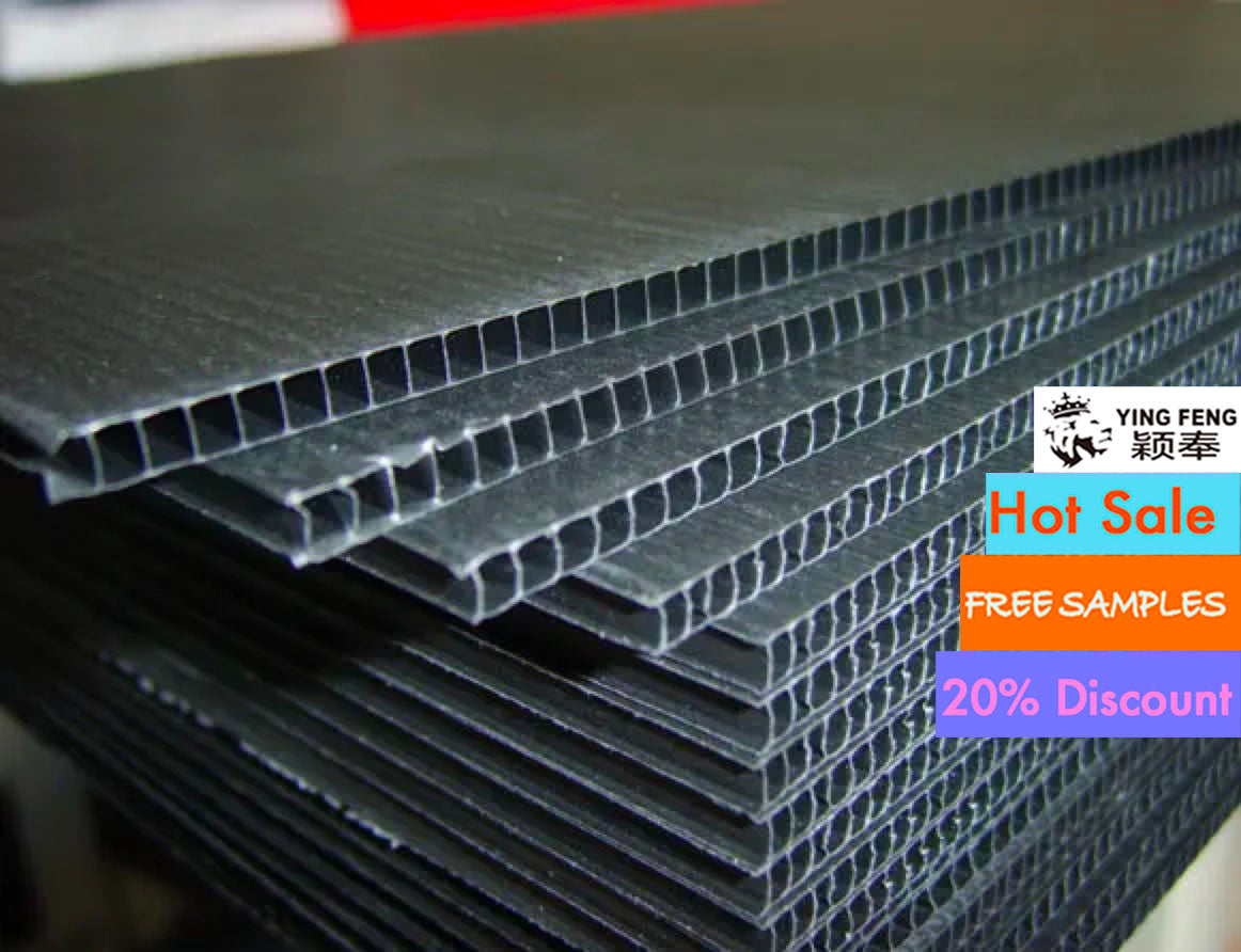 4x8 Black Corflute Correx Coroplast Plate Sheet Cardboard PP Honeycomb Panels Sheets Corrugated Polypropylene Hollow Plastic 3mm